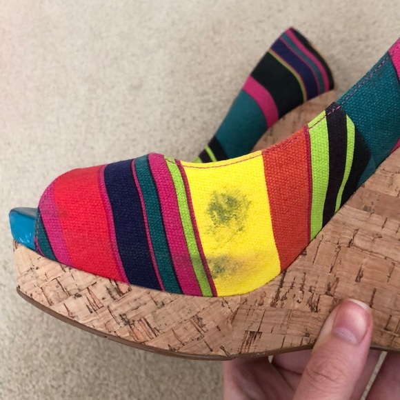 Nine West rainbow stripe cork wedge - Picture 7 of 7